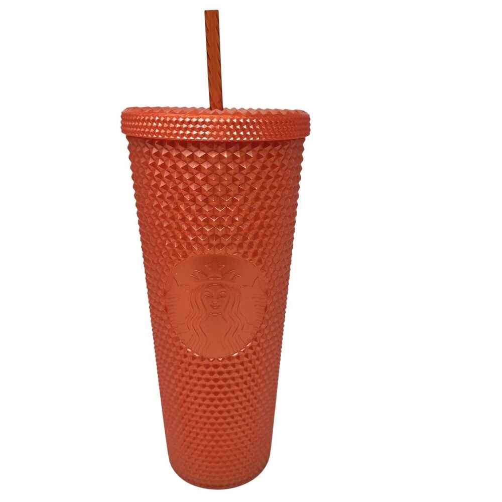 Starbucks 2022 Fall Studded Orange Pumpkin Tumbler With Straw 24 Oz Venti New